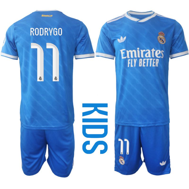 Youth 2025-2026 Club Real Madrid away blue #11 Soccer Jersey
